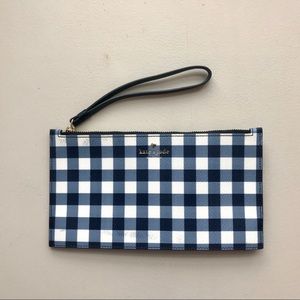 Kate Spade plaid coated canvas wristlet